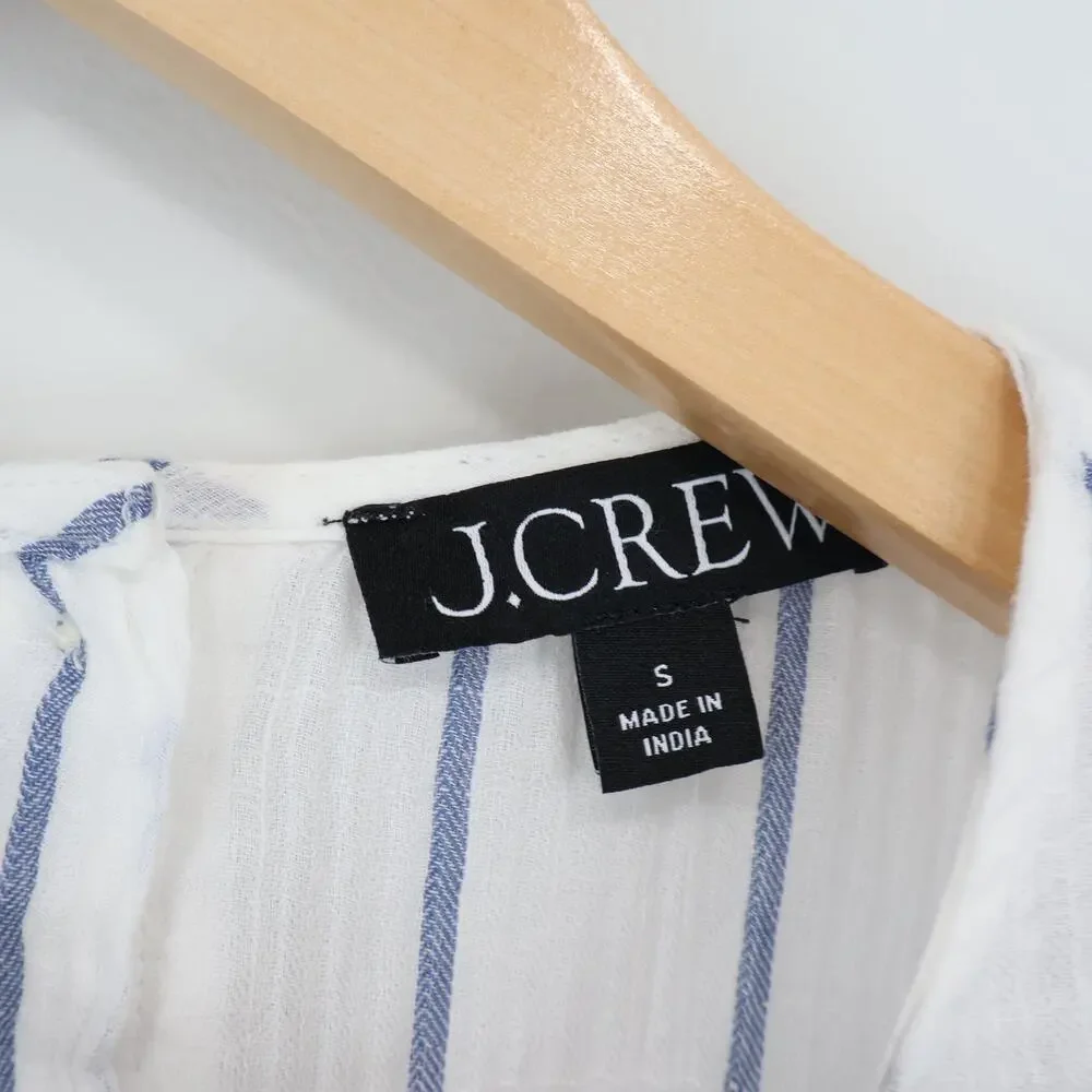 J.Crew Puff Sleeve Stripe Sheer Gauze Ivory Top Size Small NWT
